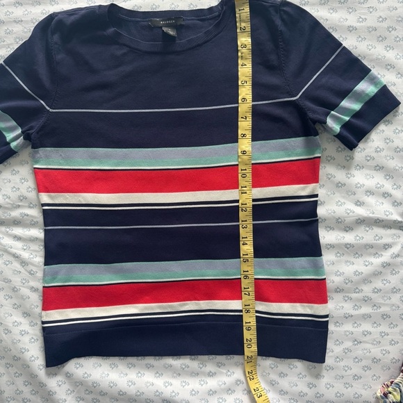 Halogen Womens Striped Short Sleeve Sweater - Picture 4 of 6